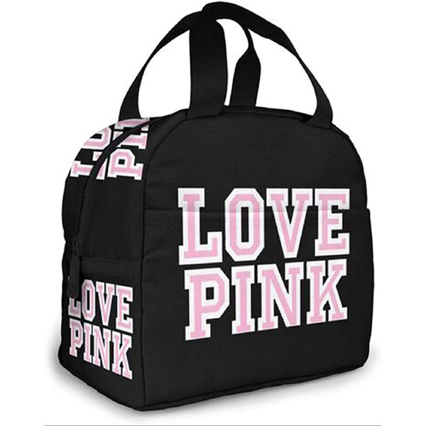 Arlmont & Co. Victoria Secret Love Pink Portable Insulated Lunch Bag Waterproof Tote Bento Bag